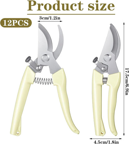 12 Pcs Floral Shears, Stainless Steel Pruning Shears Sharp Handheld Garden Shear Heavy Duty Plant Scissors for Trimming Plants, Cutting Flowers, Yard Gardening