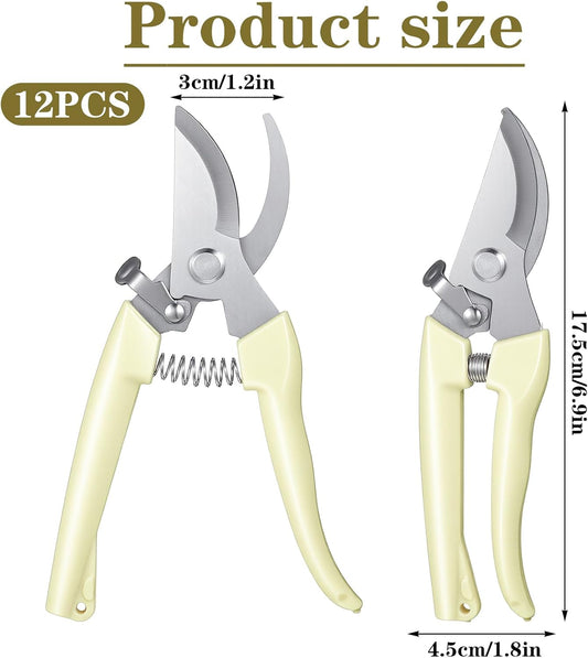 12 Pcs Floral Shears, Stainless Steel Pruning Shears Sharp Handheld Garden Shear Heavy Duty Plant Scissors for Trimming Plants, Cutting Flowers, Yard Gardening