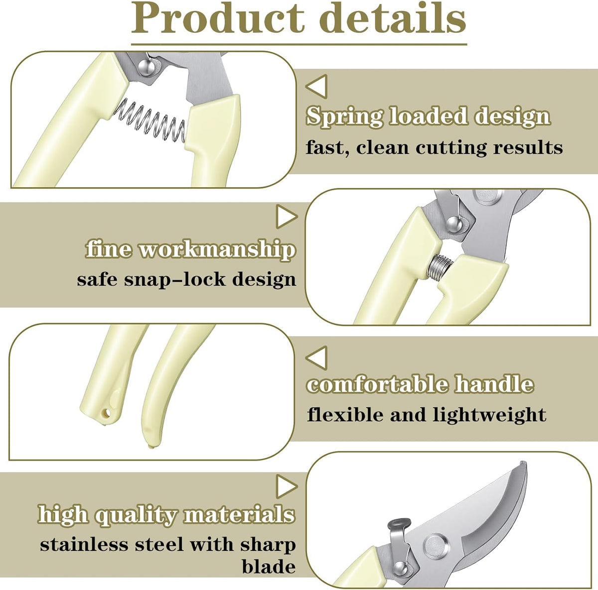12 Pcs Floral Shears, Stainless Steel Pruning Shears Sharp Handheld Garden Shear Heavy Duty Plant Scissors for Trimming Plants, Cutting Flowers, Yard Gardening