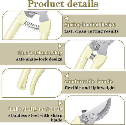 12 Pcs Floral Shears, Stainless Steel Pruning Shears Sharp Handheld Garden Shear Heavy Duty Plant Scissors for Trimming Plants, Cutting Flowers, Yard Gardening