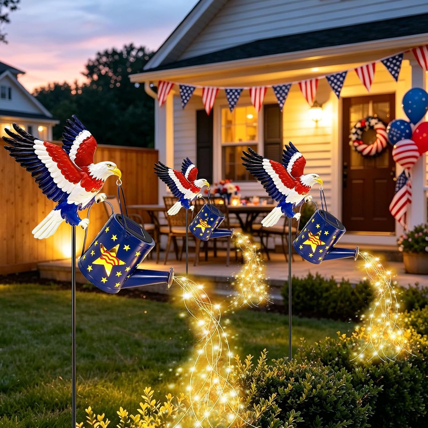 Solar Lights Outdoor Waterproof, Hummingbird Solar Watering Can with Lights