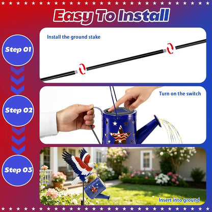 Solar Lights Outdoor Waterproof, Hummingbird Solar Watering Can with Lights