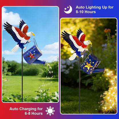 Solar Lights Outdoor Waterproof, Hummingbird Solar Watering Can with Lights