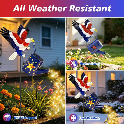 Solar Lights Outdoor Waterproof, Hummingbird Solar Watering Can with Lights