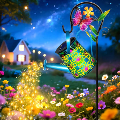 Solar Lights Outdoor Waterproof, Hummingbird Solar Watering Can with Lights