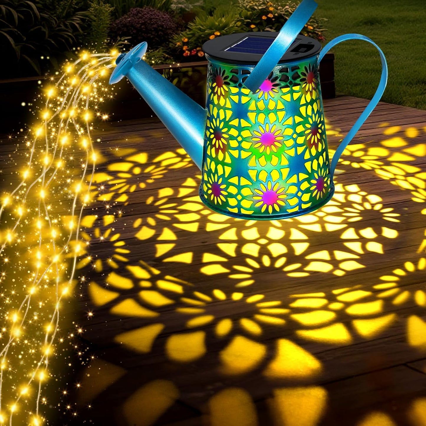 Solar Lights Outdoor Waterproof, Hummingbird Solar Watering Can with Lights