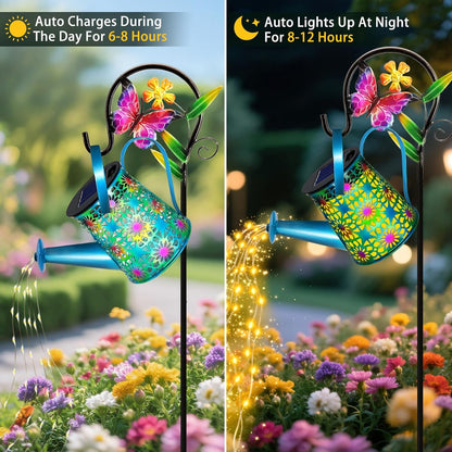 Solar Lights Outdoor Waterproof, Hummingbird Solar Watering Can with Lights