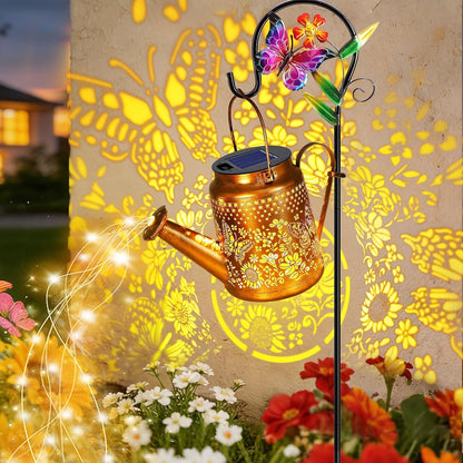 Solar Lights Outdoor Waterproof, Hummingbird Solar Watering Can with Lights