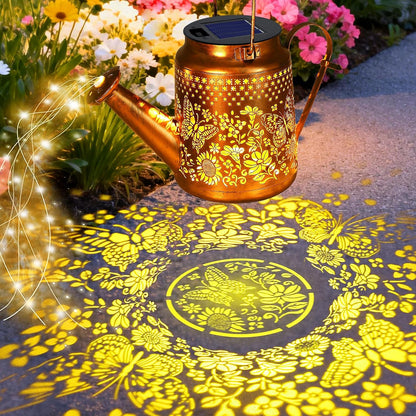 Solar Lights Outdoor Waterproof, Hummingbird Solar Watering Can with Lights