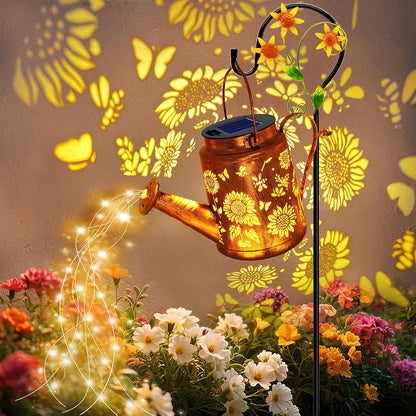 Solar Lights Outdoor Waterproof, Hummingbird Solar Watering Can with Lights