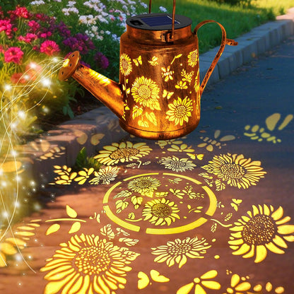 Solar Lights Outdoor Waterproof, Hummingbird Solar Watering Can with Lights