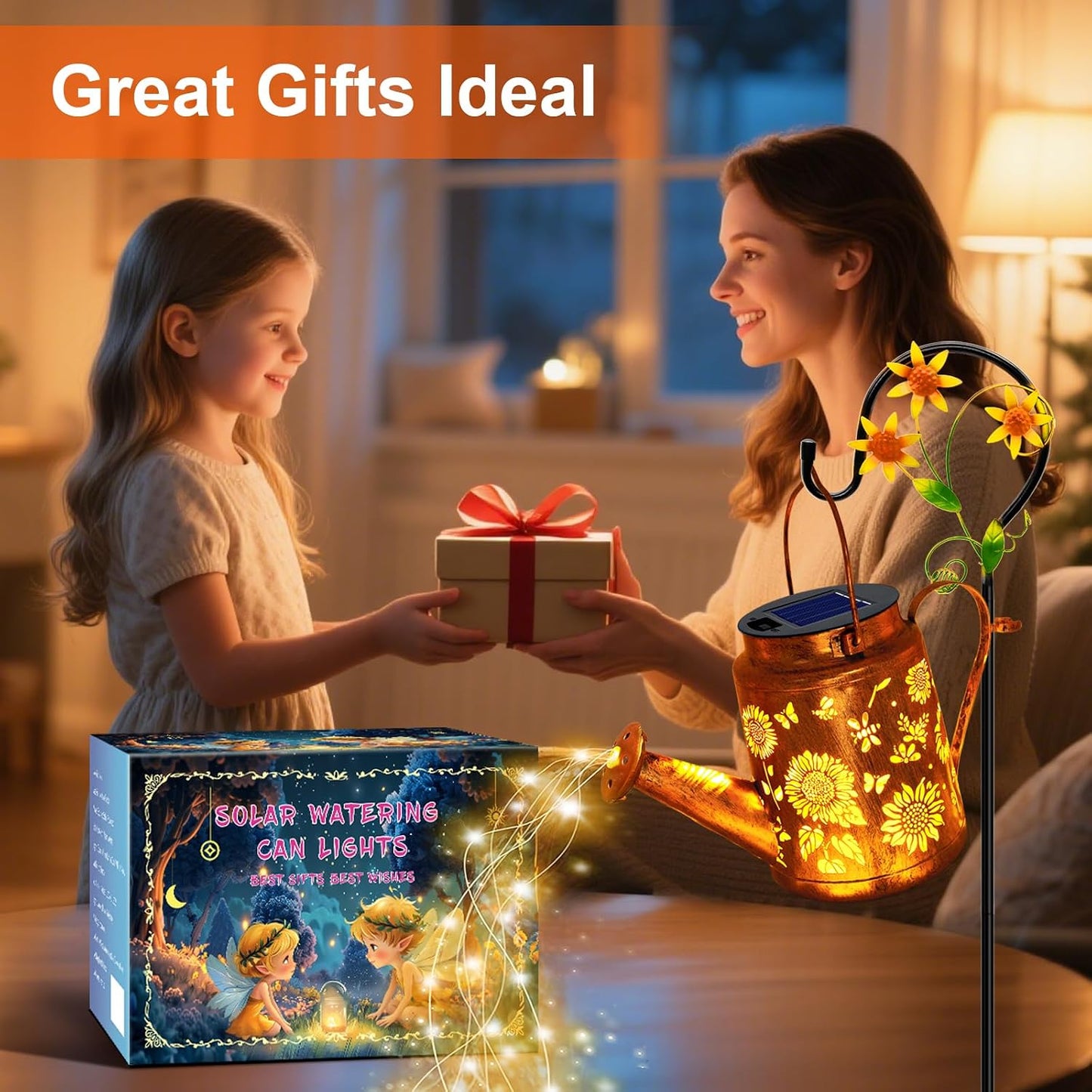 Solar Lights Outdoor Waterproof, Hummingbird Solar Watering Can with Lights