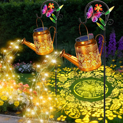 Solar Lights Outdoor Waterproof, Hummingbird Solar Watering Can with Lights