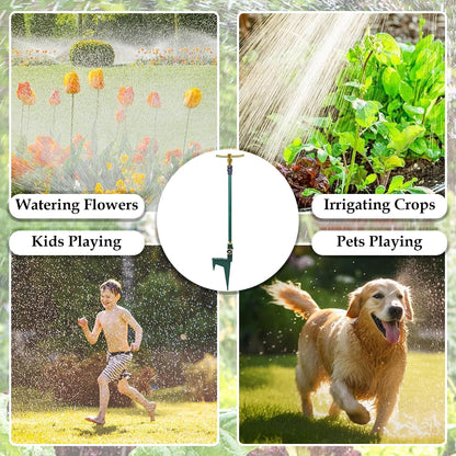 3-Arm Garden Sprinkler, High-Rise Lawn Sprinkler, 360 Degree Rotation Garden Water Sprinklers, Lawn Irrigation System, Gardening Watering System, Large Area Coverage, Green