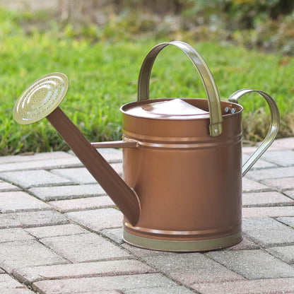 Classic Shiny Galvanized Metal Watering Can, Easy-Pour, Indoor and Outdoor, 1.3 gal, Shiny Galvanized Metal