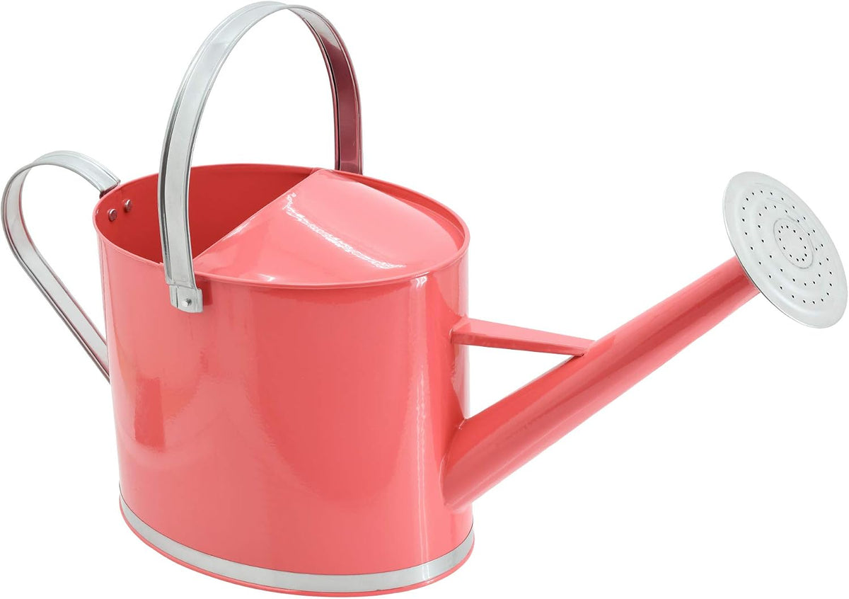 Classic Shiny Galvanized Metal Watering Can, Easy-Pour, Indoor and Outdoor, 1.3 gal, Shiny Galvanized Metal