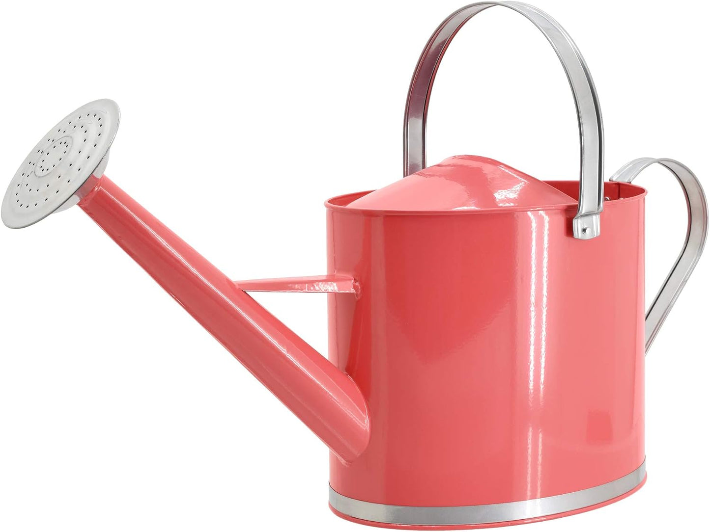 Classic Shiny Galvanized Metal Watering Can, Easy-Pour, Indoor and Outdoor, 1.3 gal, Shiny Galvanized Metal