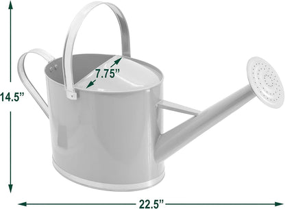 Classic Shiny Galvanized Metal Watering Can, Easy-Pour, Indoor and Outdoor, 1.3 gal, Shiny Galvanized Metal