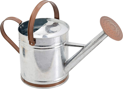 Classic Shiny Galvanized Metal Watering Can, Easy-Pour, Indoor and Outdoor, 1.3 gal, Shiny Galvanized Metal