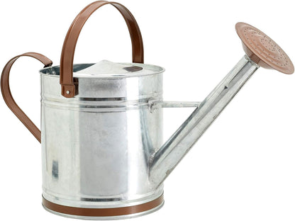 Classic Shiny Galvanized Metal Watering Can, Easy-Pour, Indoor and Outdoor, 1.3 gal, Shiny Galvanized Metal