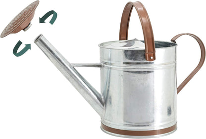 Classic Shiny Galvanized Metal Watering Can, Easy-Pour, Indoor and Outdoor, 1.3 gal, Shiny Galvanized Metal