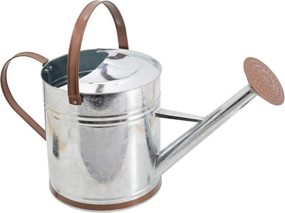 Classic Shiny Galvanized Metal Watering Can, Easy-Pour, Indoor and Outdoor, 1.3 gal, Shiny Galvanized Metal