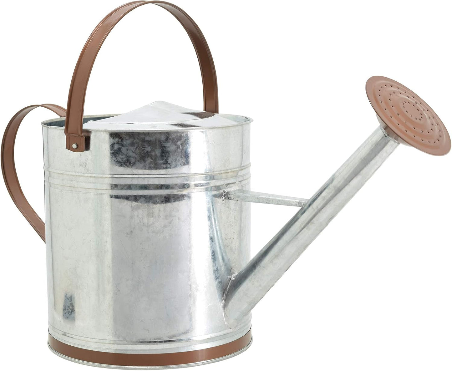 Classic Shiny Galvanized Metal Watering Can, Easy-Pour, Indoor and Outdoor, 1.3 gal, Shiny Galvanized Metal