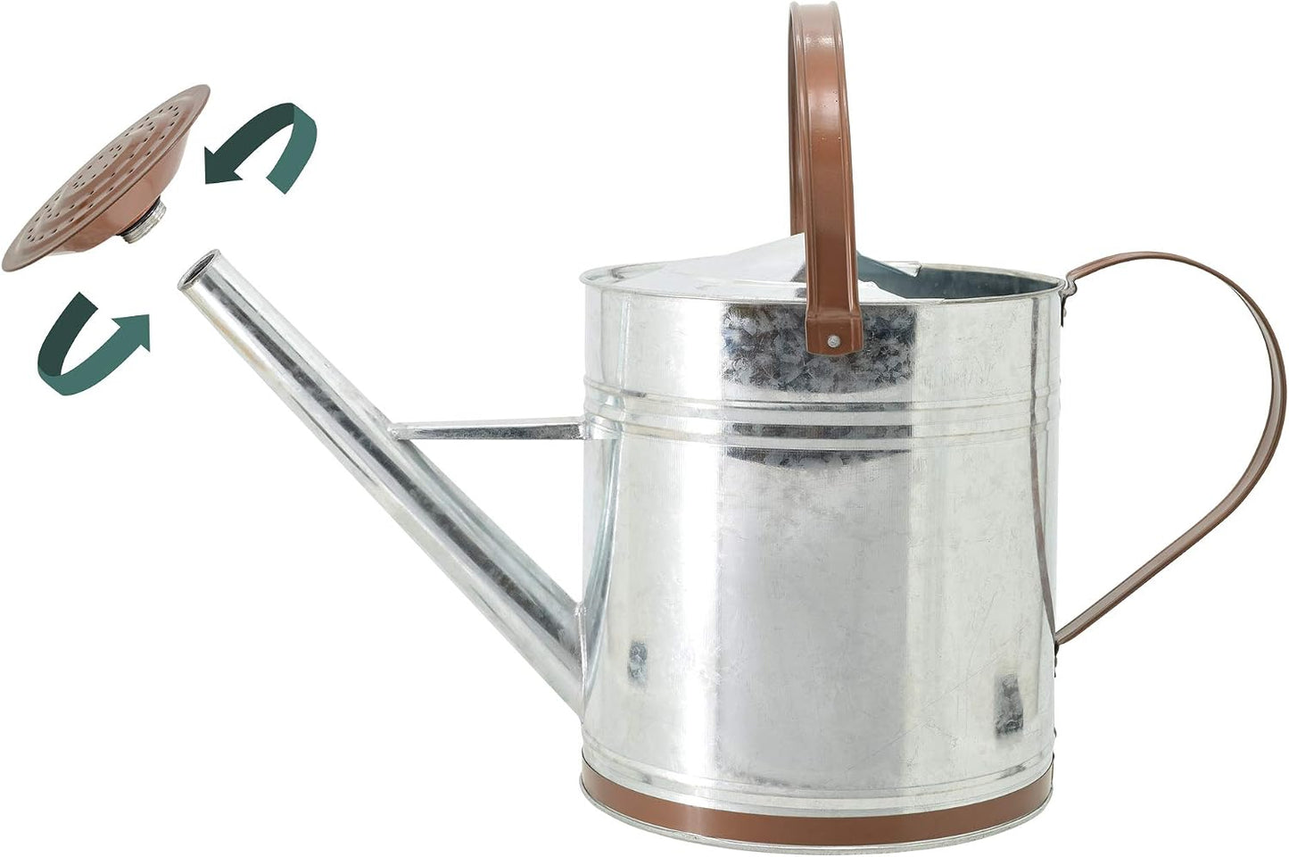 Classic Shiny Galvanized Metal Watering Can, Easy-Pour, Indoor and Outdoor, 1.3 gal, Shiny Galvanized Metal