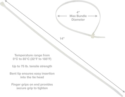 45-524SP 24-Inch Natural Heavy Duty Cable Ties, 10-Pack