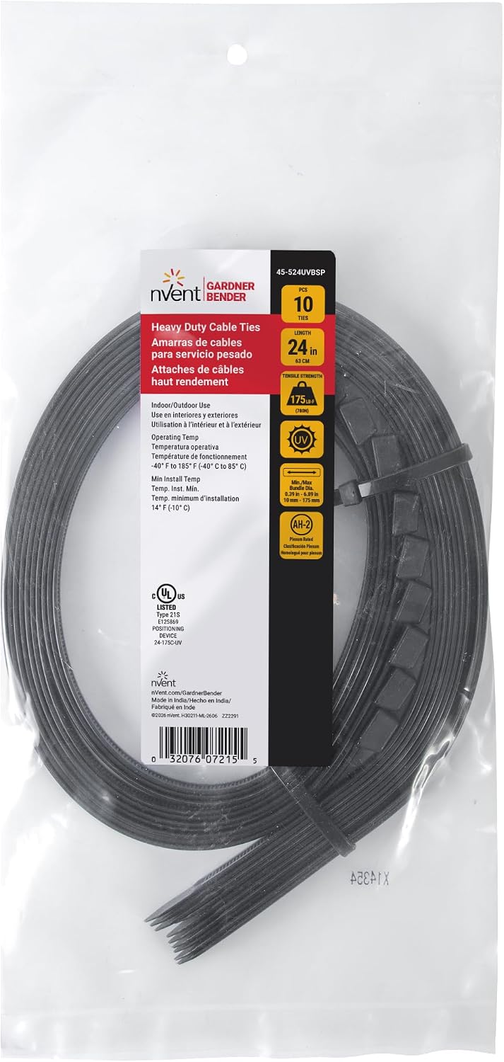 45-524SP 24-Inch Natural Heavy Duty Cable Ties, 10-Pack