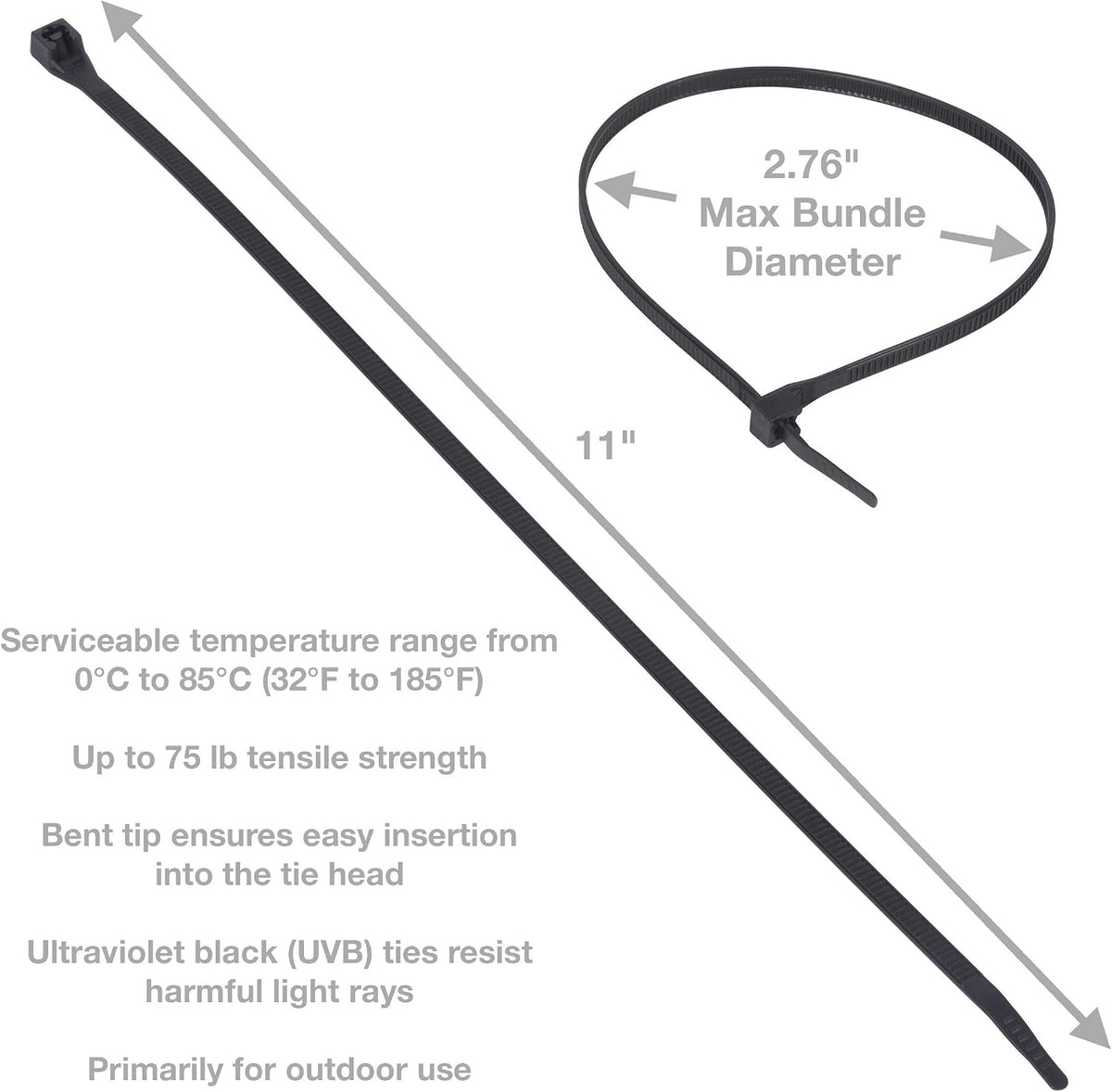 45-524SP 24-Inch Natural Heavy Duty Cable Ties, 10-Pack