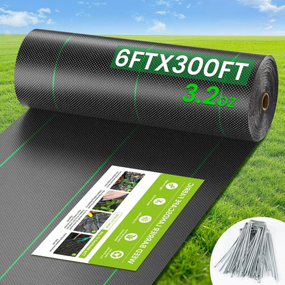 6FT x 300FT Weed Barrier Fabric, 3.2oz Landscape Fabric