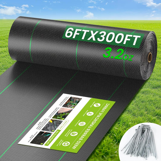 6FT x 300FT Weed Barrier Fabric, 3.2oz Landscape Fabric