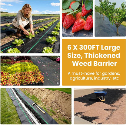 6FT x 300FT Weed Barrier Fabric, 3.2oz Landscape Fabric