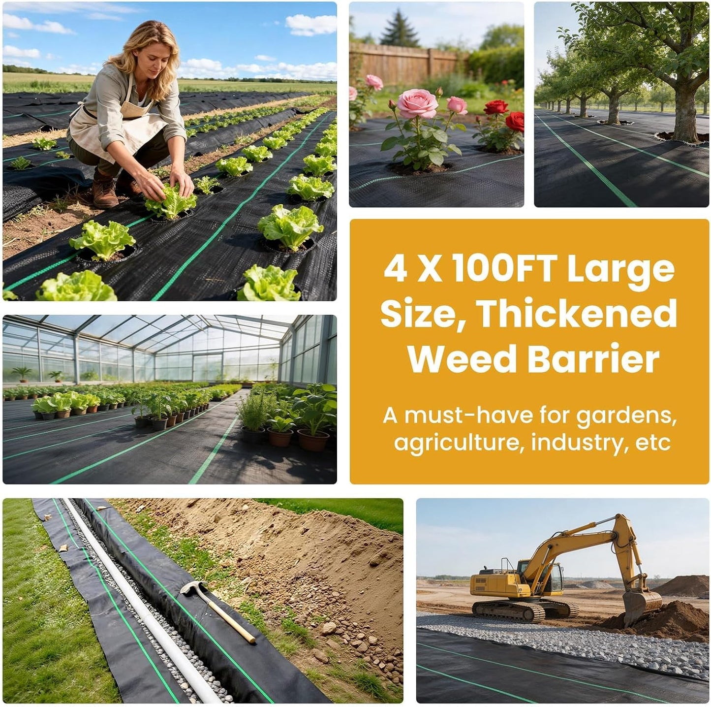 6FT x 300FT Weed Barrier Fabric, 3.2oz Landscape Fabric