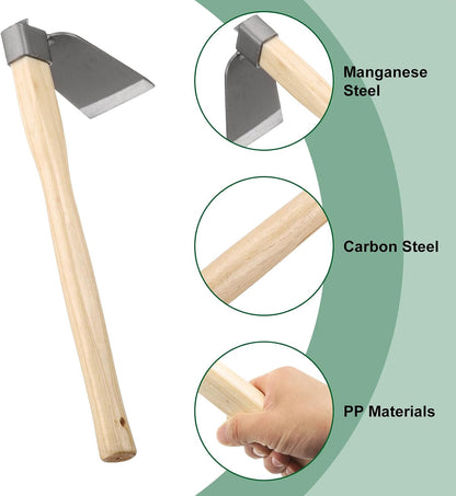Garden Hoe 15" x 4.45" Steel Hoe Garden Tool Anti-Rust with Non-Slip Wooden Handle Edger Weeder Shovel for Backyard Loosening Farm Planting Weeding