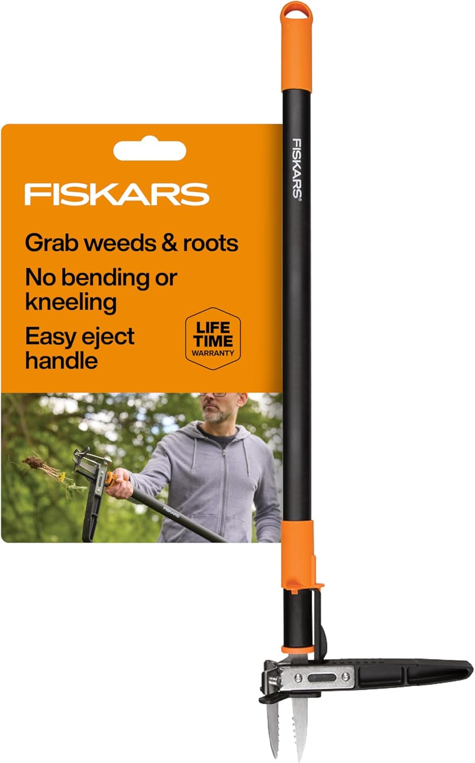 Deluxe Stand-Up Weed Puller Tool, 4 Serrated Stainless Steel Claws