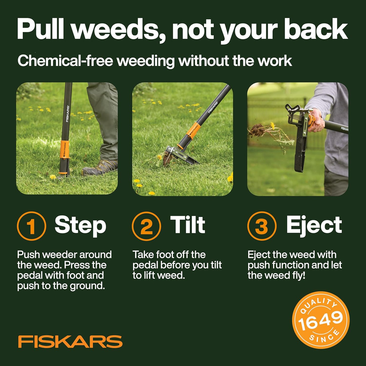 Deluxe Stand-Up Weed Puller Tool, 4 Serrated Stainless Steel Claws