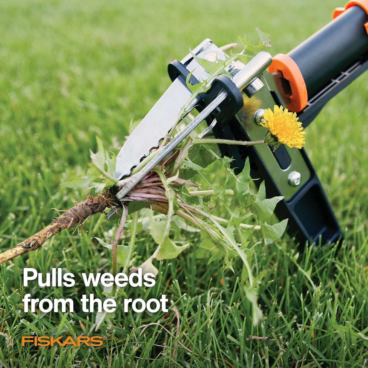 Deluxe Stand-Up Weed Puller Tool, 4 Serrated Stainless Steel Claws