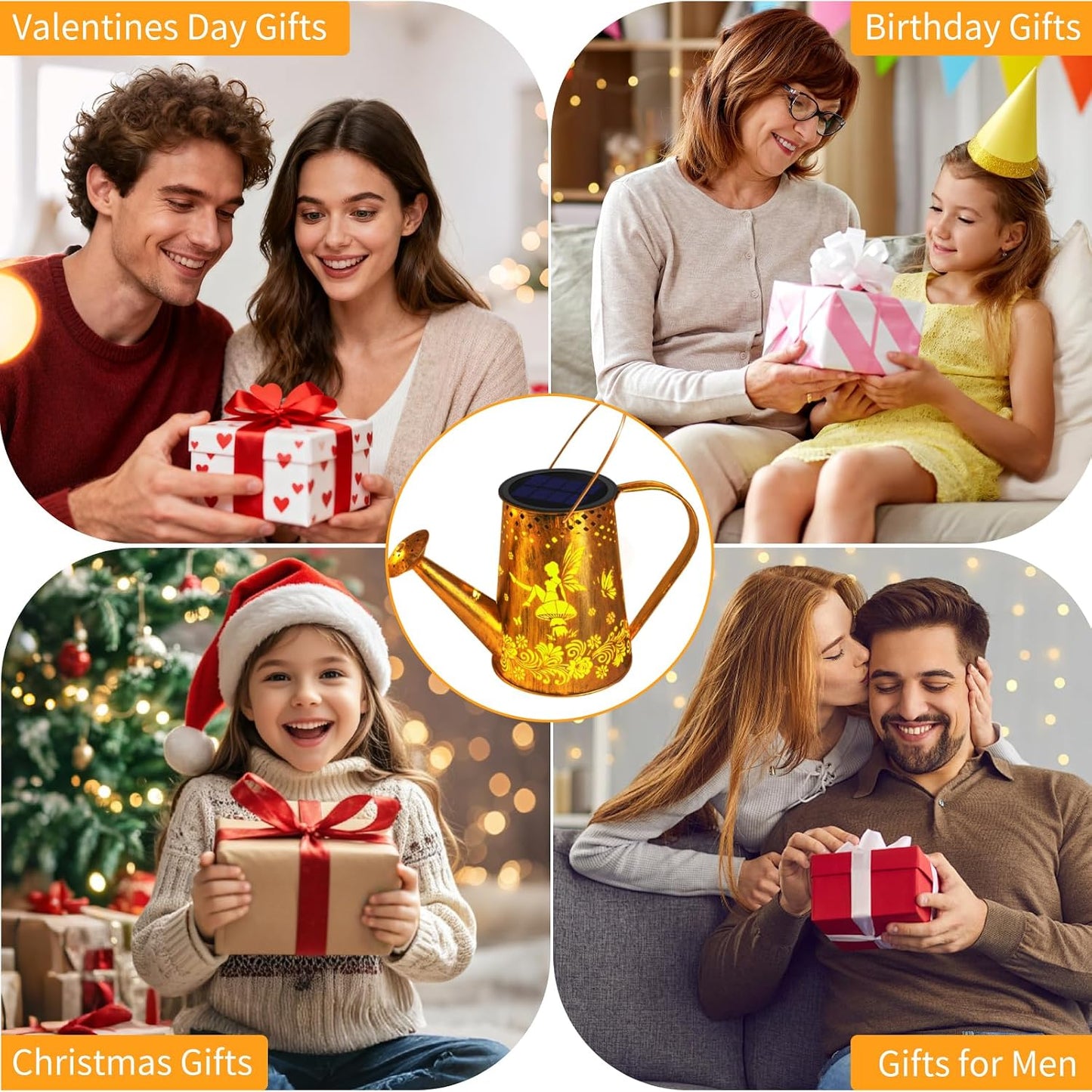 Solar Watering can with Lights, Unique Gifts for Mom Grandma Women Birthday, Waterproof Gardening Gifts Watering Can with Cascading Lights Outdoor Decor for Garden Patio Yard Pathway Backyard