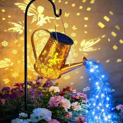 Solar Watering can with Lights, Unique Gifts for Mom Grandma Women Birthday, Waterproof Gardening Gifts Watering Can with Cascading Lights Outdoor Decor for Garden Patio Yard Pathway Backyard