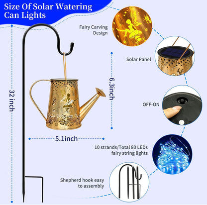 Solar Watering can with Lights, Unique Gifts for Mom Grandma Women Birthday, Waterproof Gardening Gifts Watering Can with Cascading Lights Outdoor Decor for Garden Patio Yard Pathway Backyard
