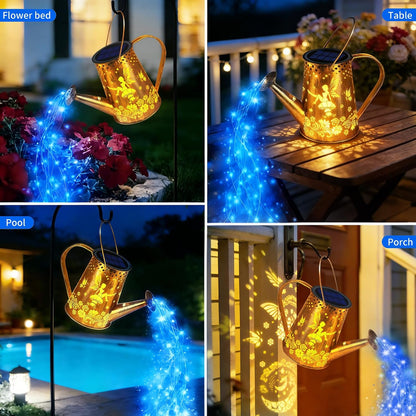 Solar Watering can with Lights, Unique Gifts for Mom Grandma Women Birthday, Waterproof Gardening Gifts Watering Can with Cascading Lights Outdoor Decor for Garden Patio Yard Pathway Backyard