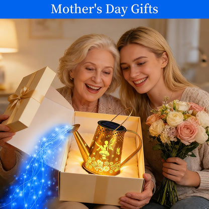 Solar Watering can with Lights, Unique Gifts for Mom Grandma Women Birthday, Waterproof Gardening Gifts Watering Can with Cascading Lights Outdoor Decor for Garden Patio Yard Pathway Backyard