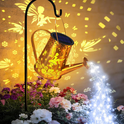 Solar Watering can with Lights, Unique Gifts for Mom Grandma Women Birthday, Waterproof Gardening Gifts Watering Can with Cascading Lights Outdoor Decor for Garden Patio Yard Pathway Backyard