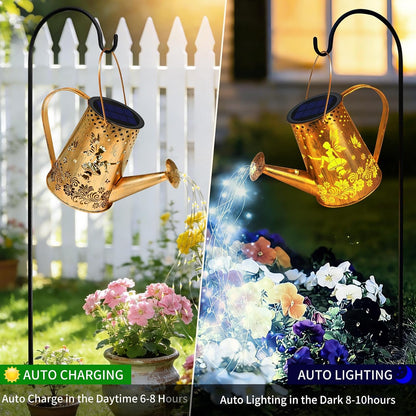 Solar Watering can with Lights, Unique Gifts for Mom Grandma Women Birthday, Waterproof Gardening Gifts Watering Can with Cascading Lights Outdoor Decor for Garden Patio Yard Pathway Backyard