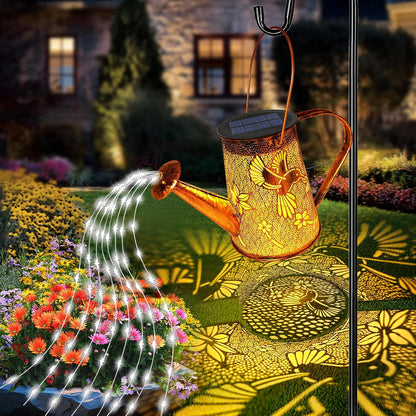 Solar Watering can with Lights, Unique Gifts for Mom Grandma Women Birthday, Waterproof Gardening Gifts Watering Can with Cascading Lights Outdoor Decor for Garden Patio Yard Pathway Backyard