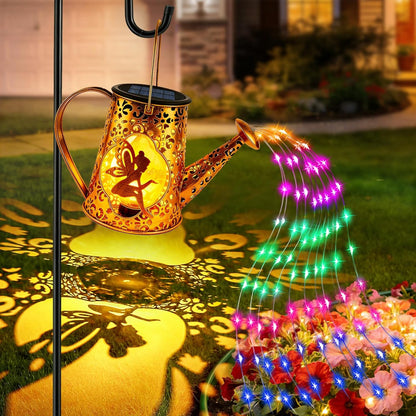 Solar Watering can with Lights, Unique Gifts for Mom Grandma Women Birthday, Waterproof Gardening Gifts Watering Can with Cascading Lights Outdoor Decor for Garden Patio Yard Pathway Backyard