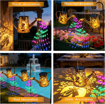 Solar Watering can with Lights, Unique Gifts for Mom Grandma Women Birthday, Waterproof Gardening Gifts Watering Can with Cascading Lights Outdoor Decor for Garden Patio Yard Pathway Backyard