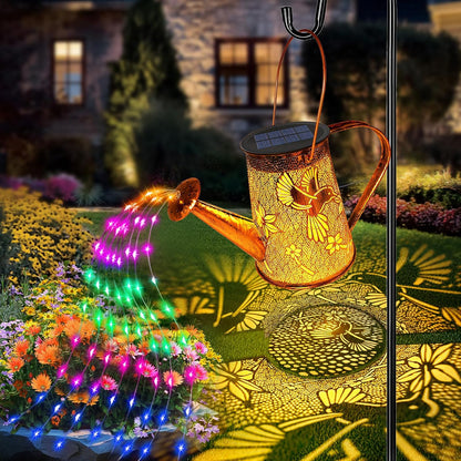 Solar Watering can with Lights, Unique Gifts for Mom Grandma Women Birthday, Waterproof Gardening Gifts Watering Can with Cascading Lights Outdoor Decor for Garden Patio Yard Pathway Backyard